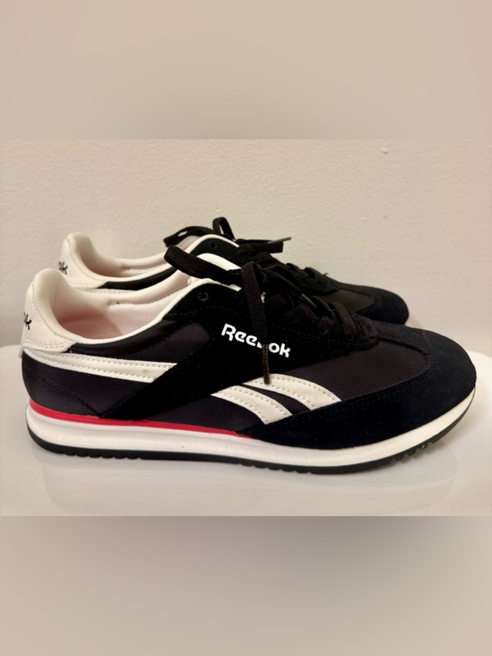 Reebok Women’s Black, White & Red Low-Top Sneakers
